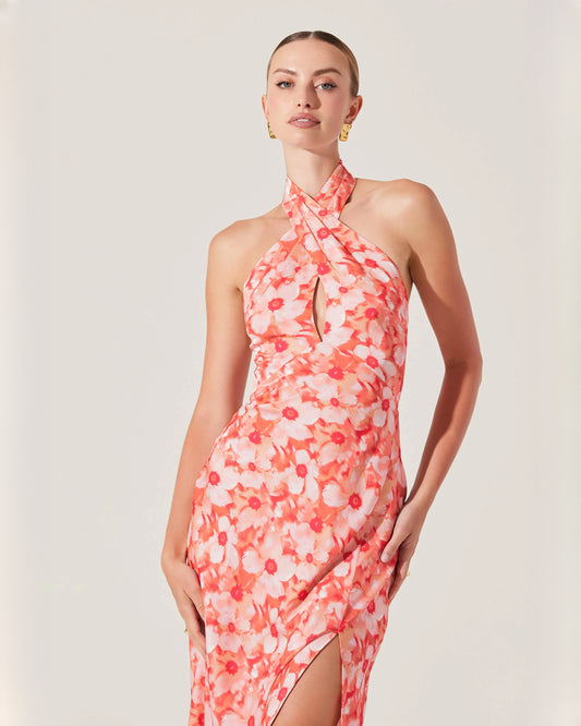 halter neck chiffon a-line maxi bridesmaid dress - image 2