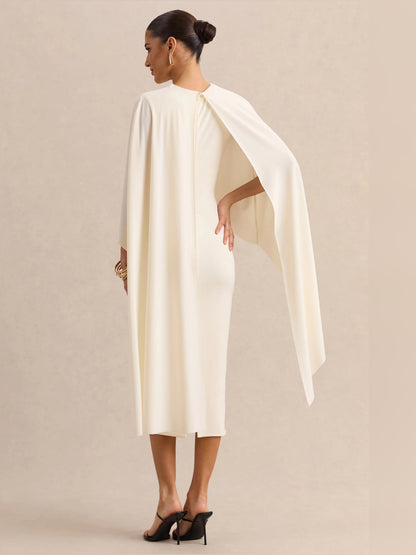 Cream midi formal dress, alternate view