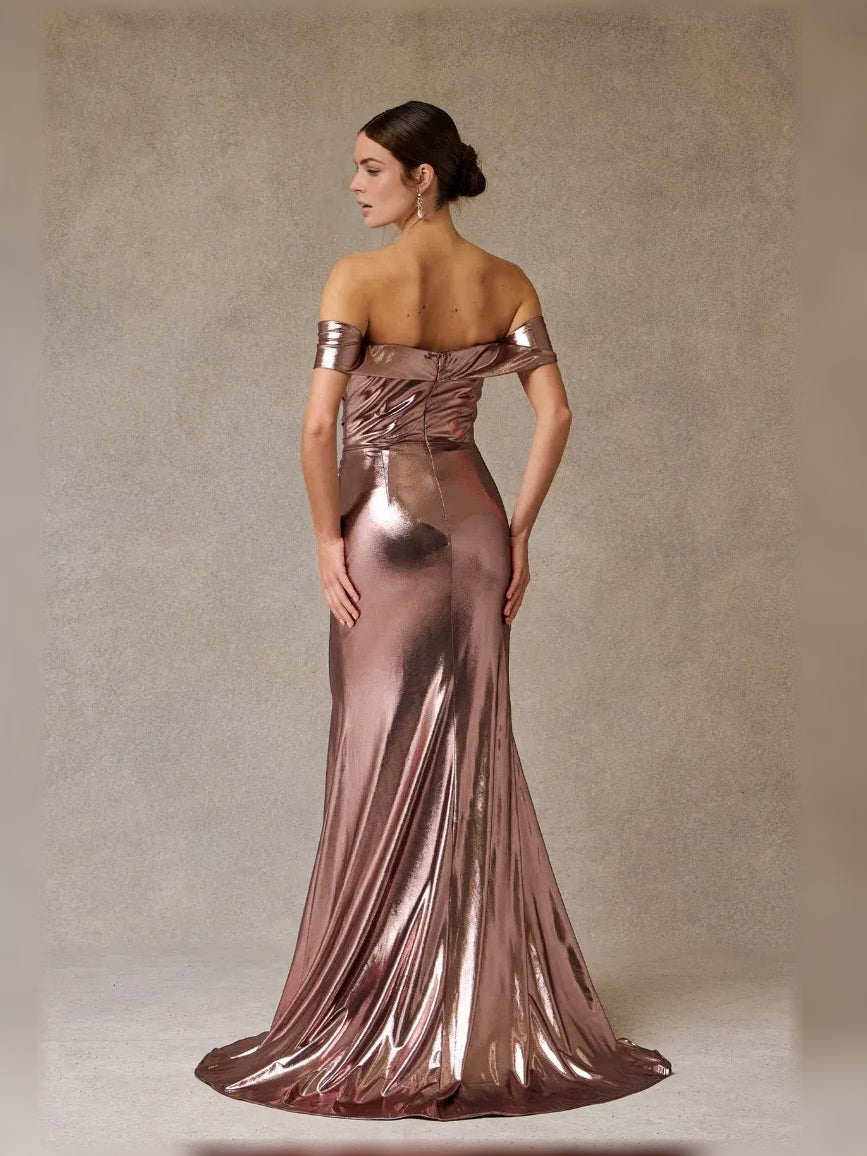 As Picture mermaid floor-length formal dress with skirt slit, alternate view