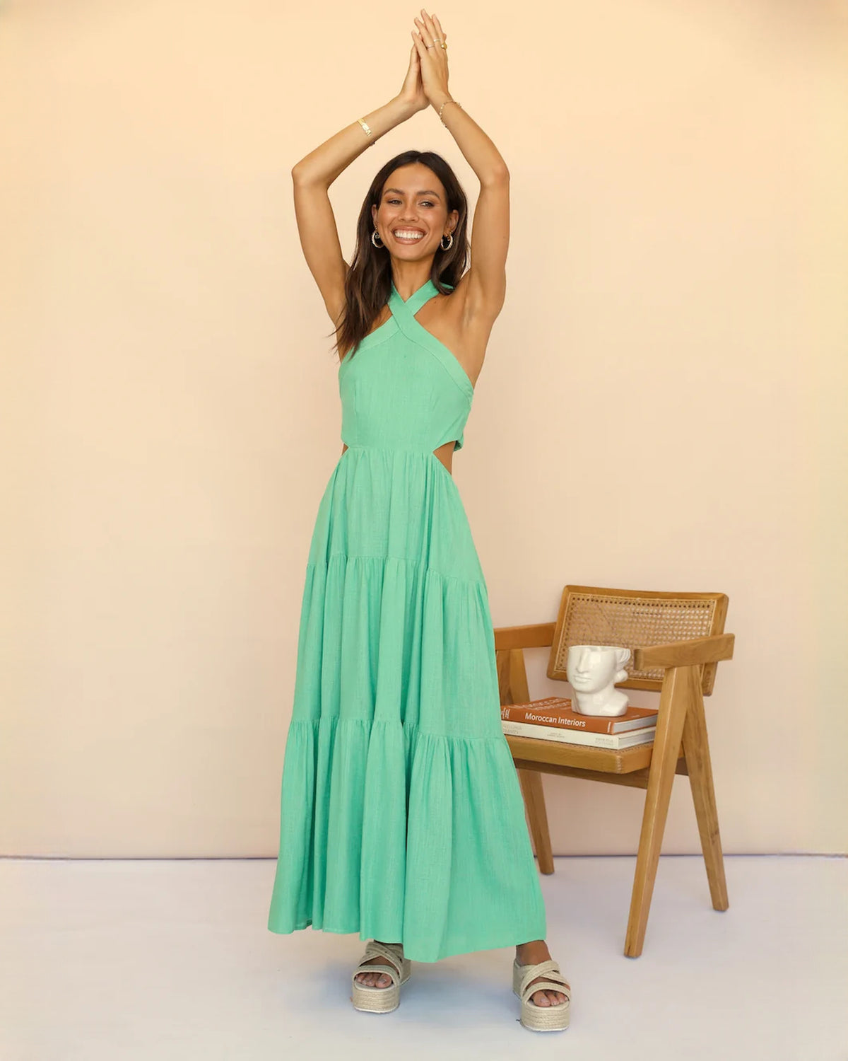 sleeveless chiffon a-line maxi bridesmaid dress - image 2