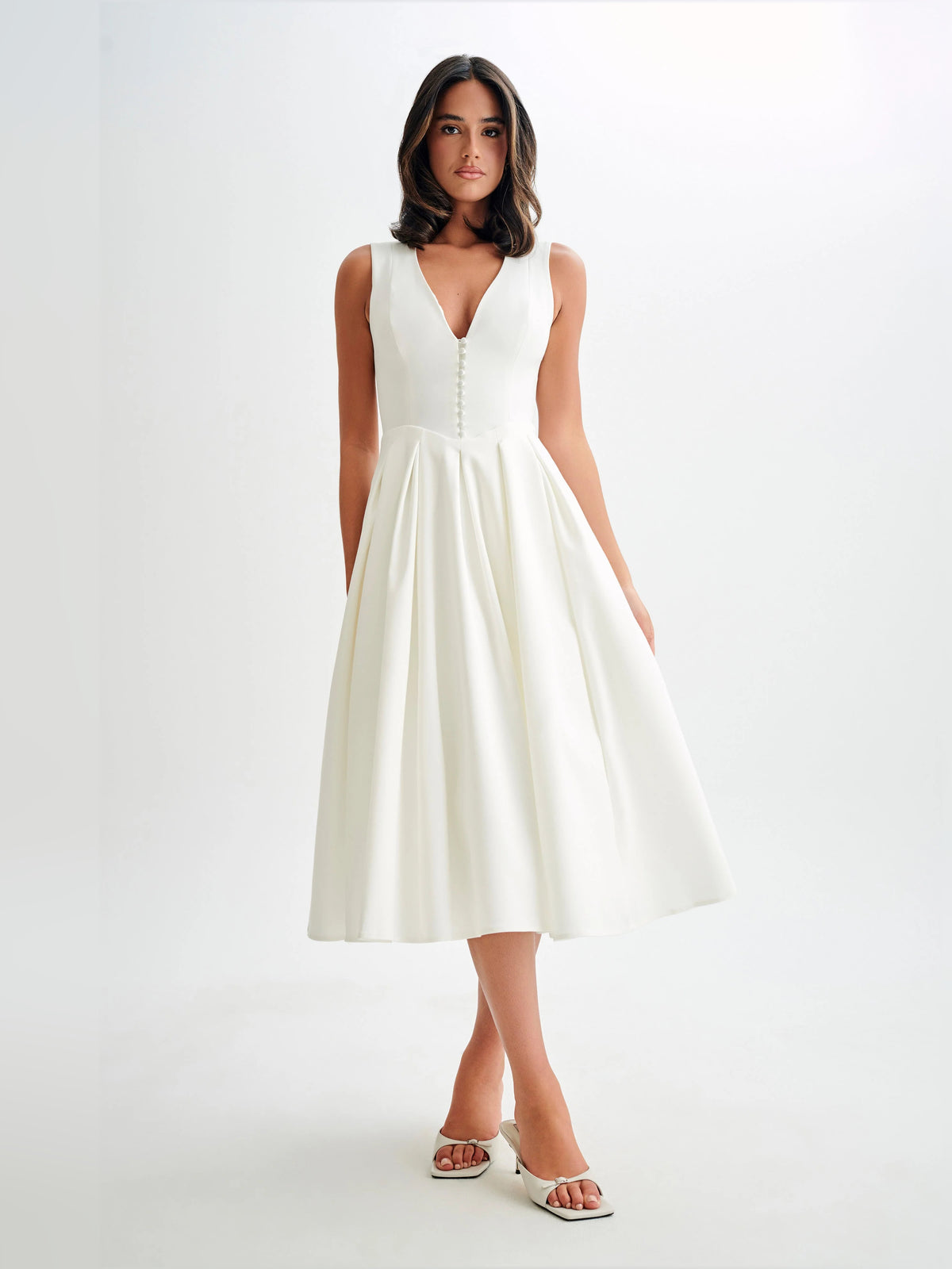 White midi formal dress, alternate view