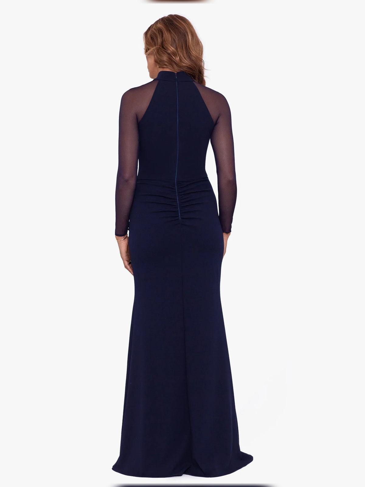 Dark Navy maxi mother of the bride dress, alternate view showing the bodice and skirt