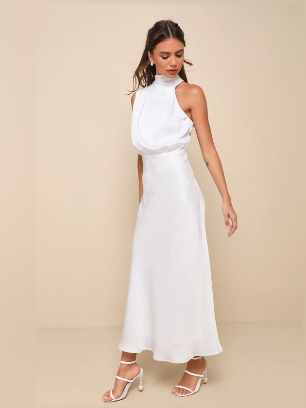 White midi formal dress, alternate view