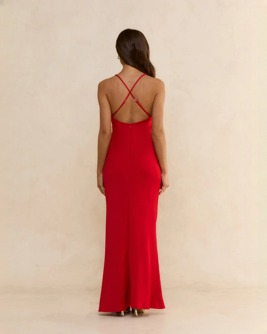 sleeveless satin a-line maxi bridesmaid dress - image 2