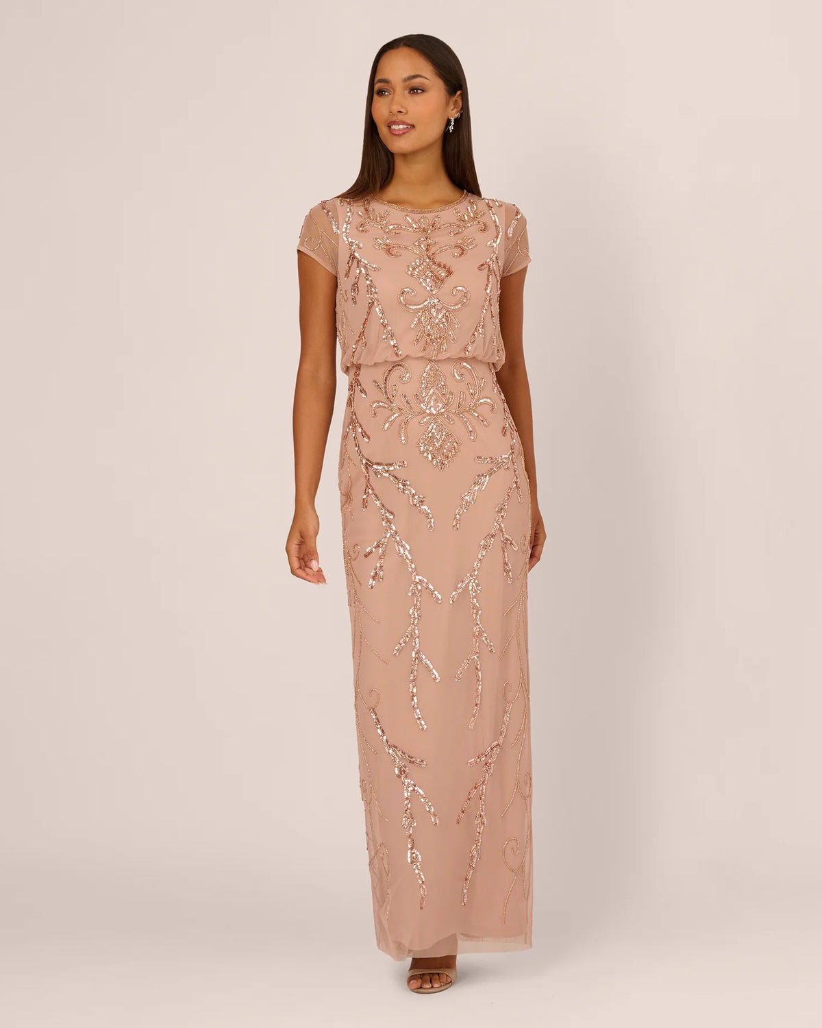 short-sleeve a-line maxi mother of the bride dress - image 2