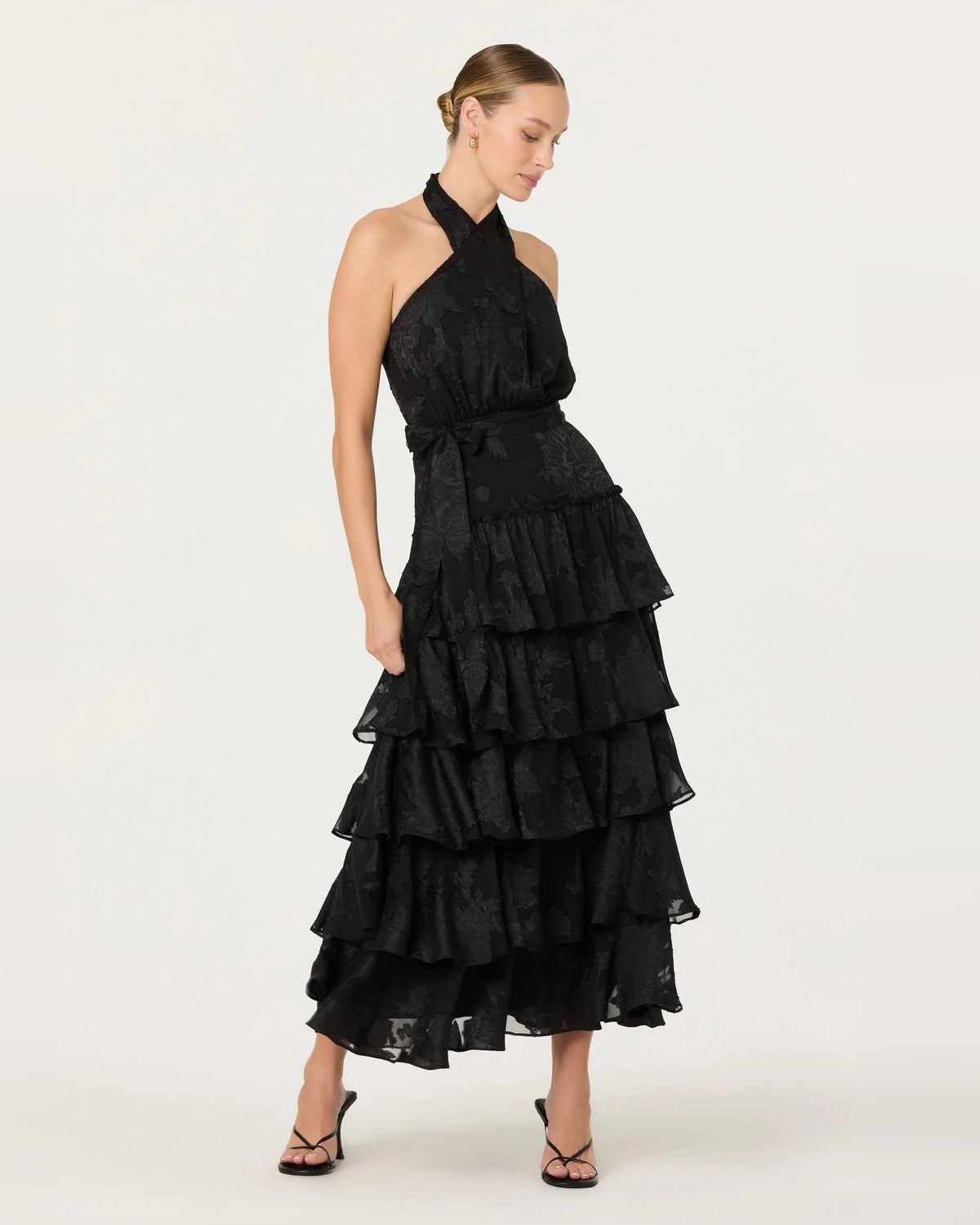 halter neck a-line maxi formal dress - image 2