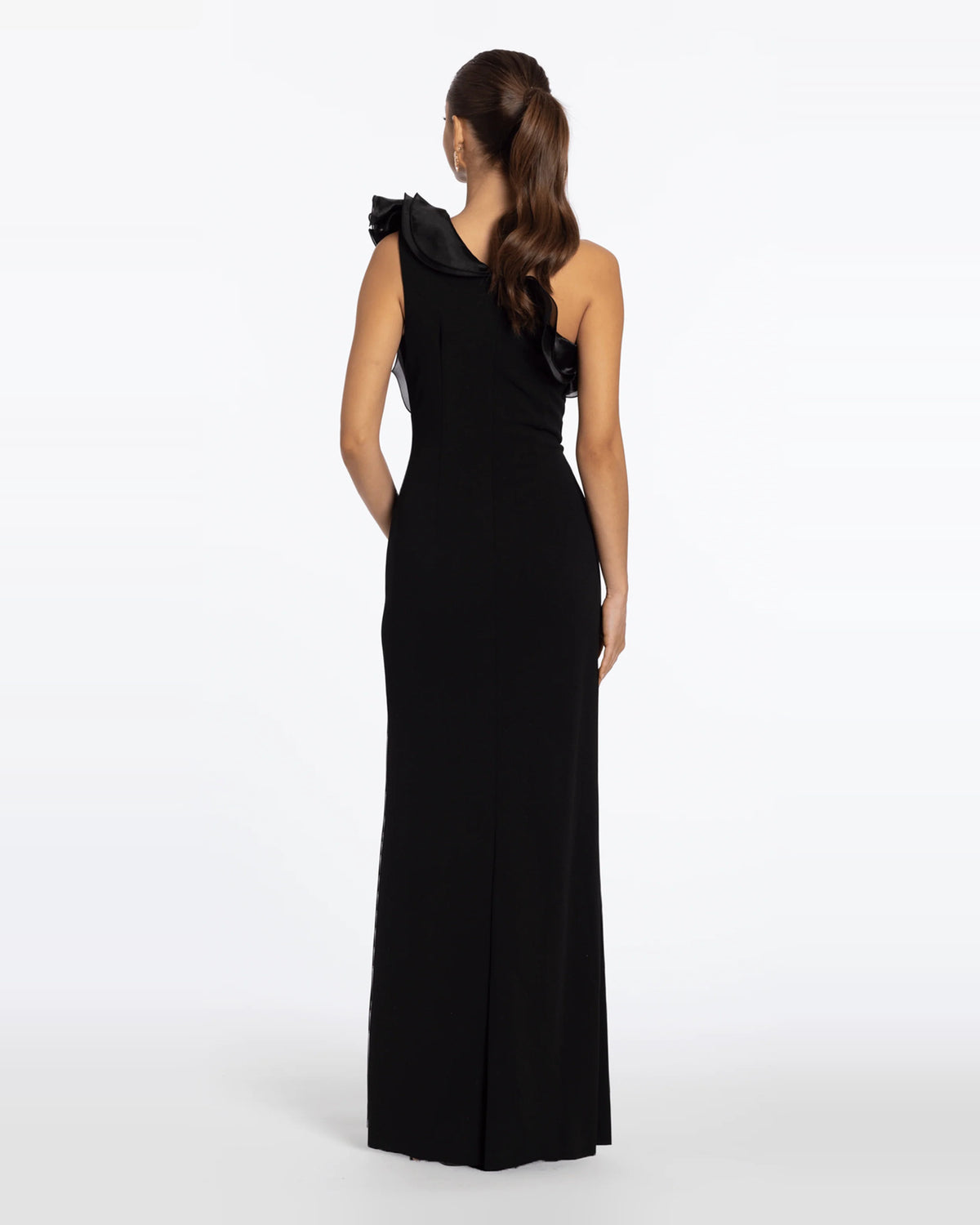 asymmetrical neck column maxi prom dress - image 2
