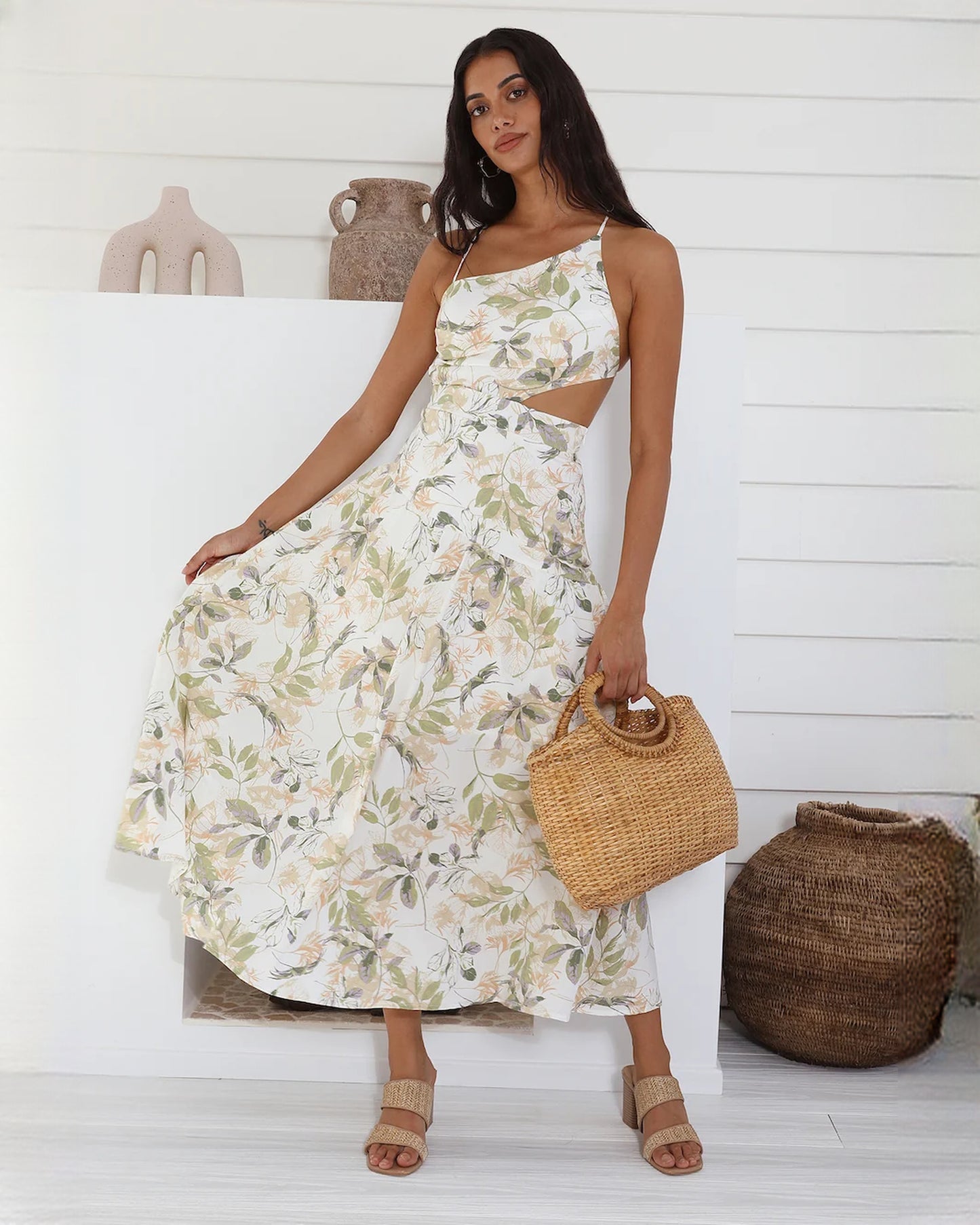 sleeveless structured satin a-line maxi bridesmaid dress - image 2