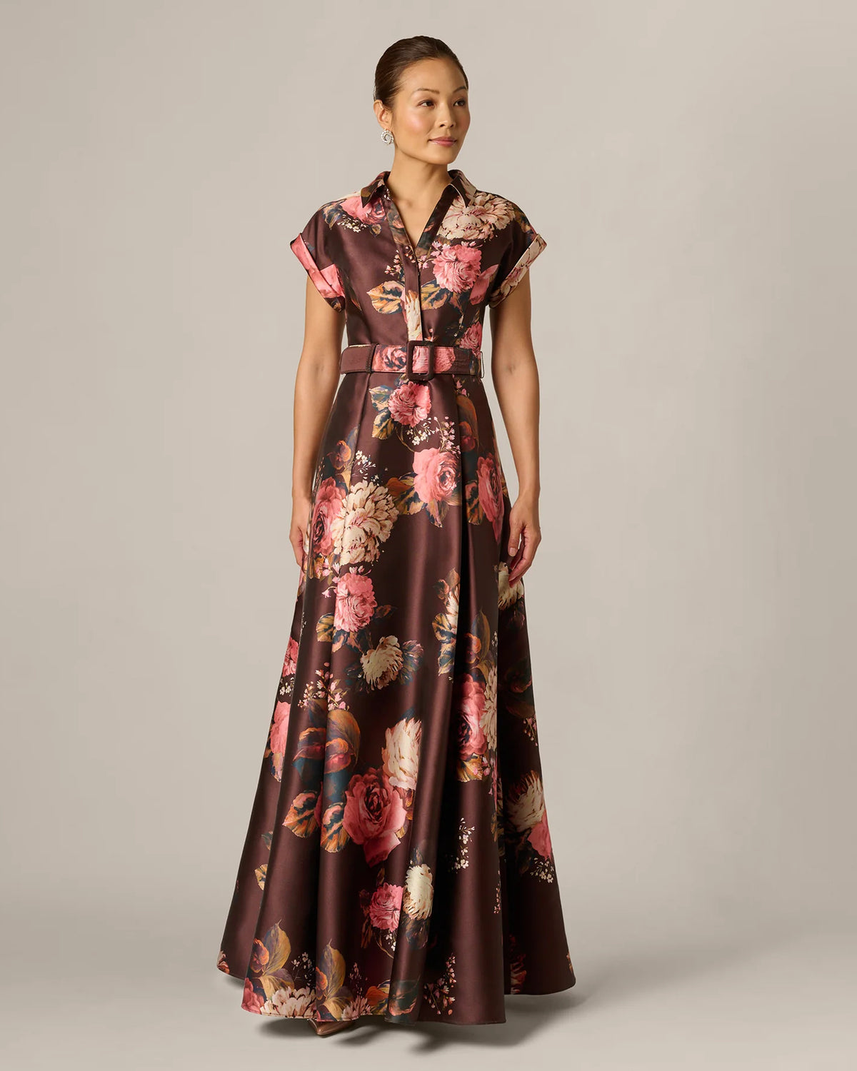 short-sleeve a-line maxi mother of the bride dress - image 2