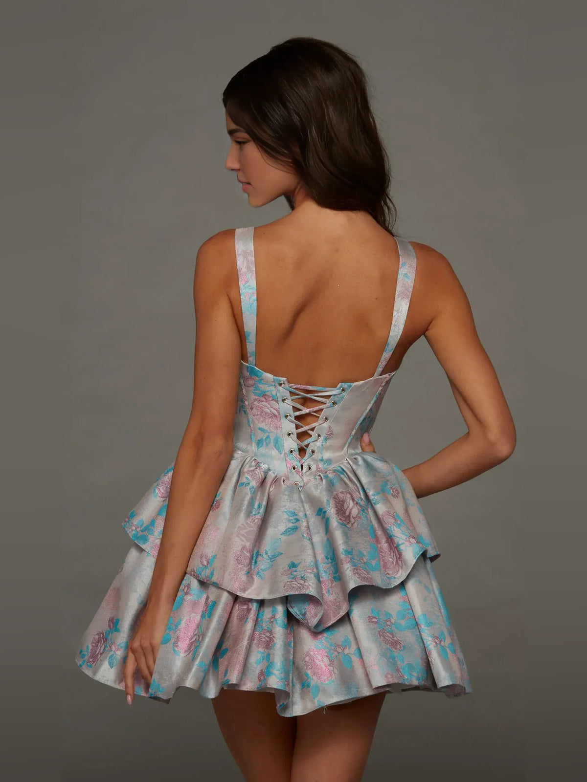 As Picture mini homecoming dress, back view showing the rear of the dress