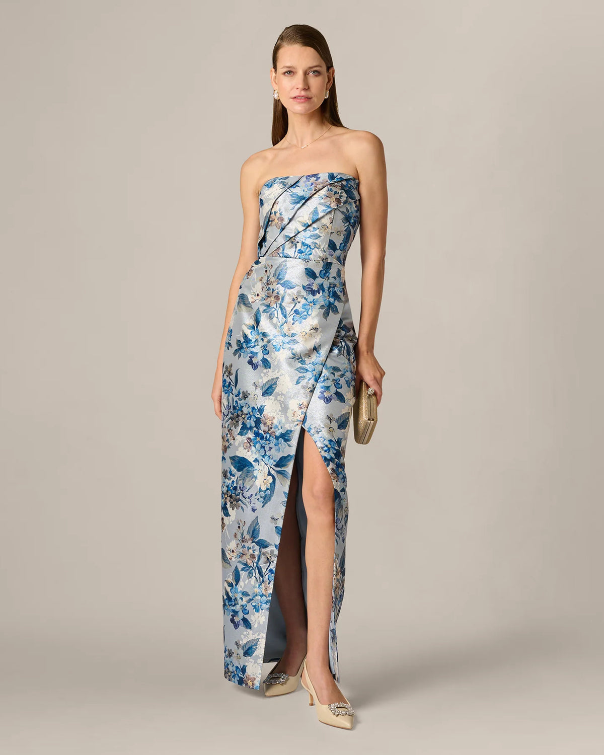 strapless a-line maxi mother of the bride dress - image 2