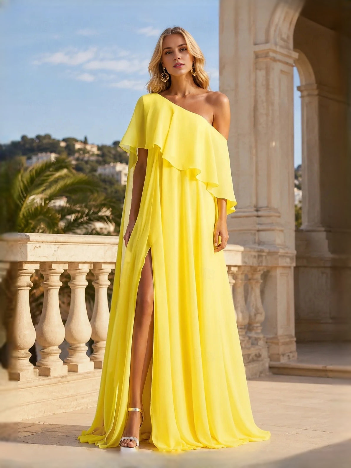 Canary maxi prom dress, alternate view showing the bodice and skirt