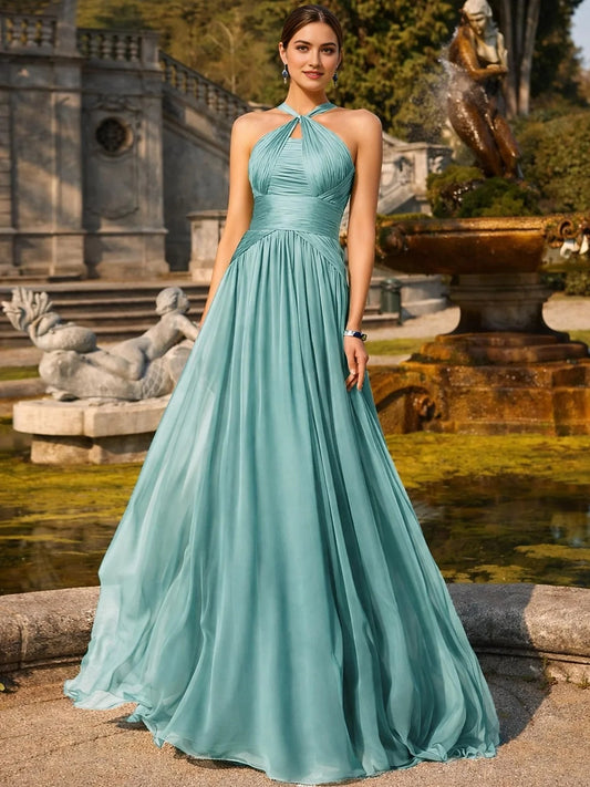 Jungle Green floor-length prom dress, alternate view showing the bodice and skirt