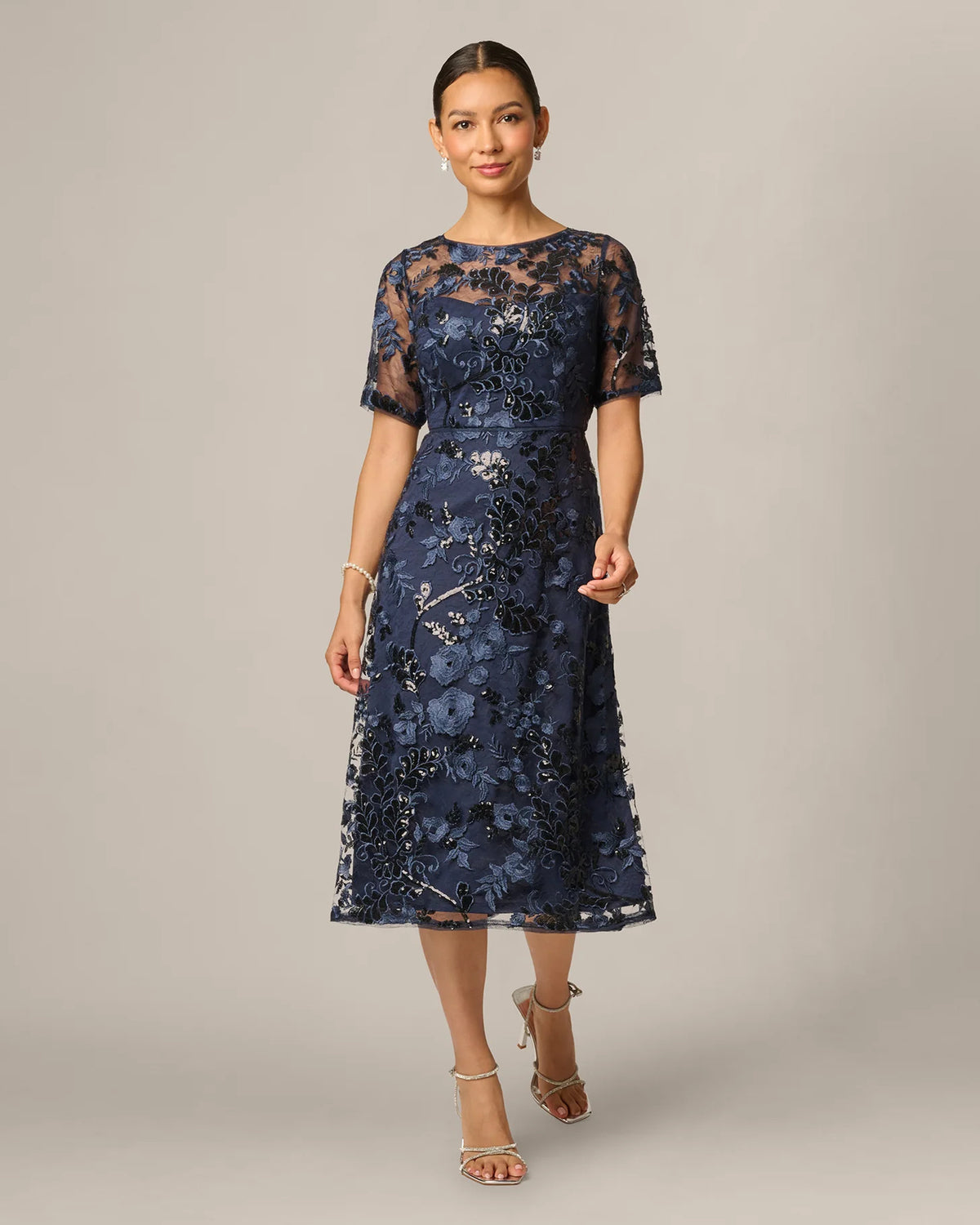 spaghetti strap a-line midi mother of the bride dress - image 2