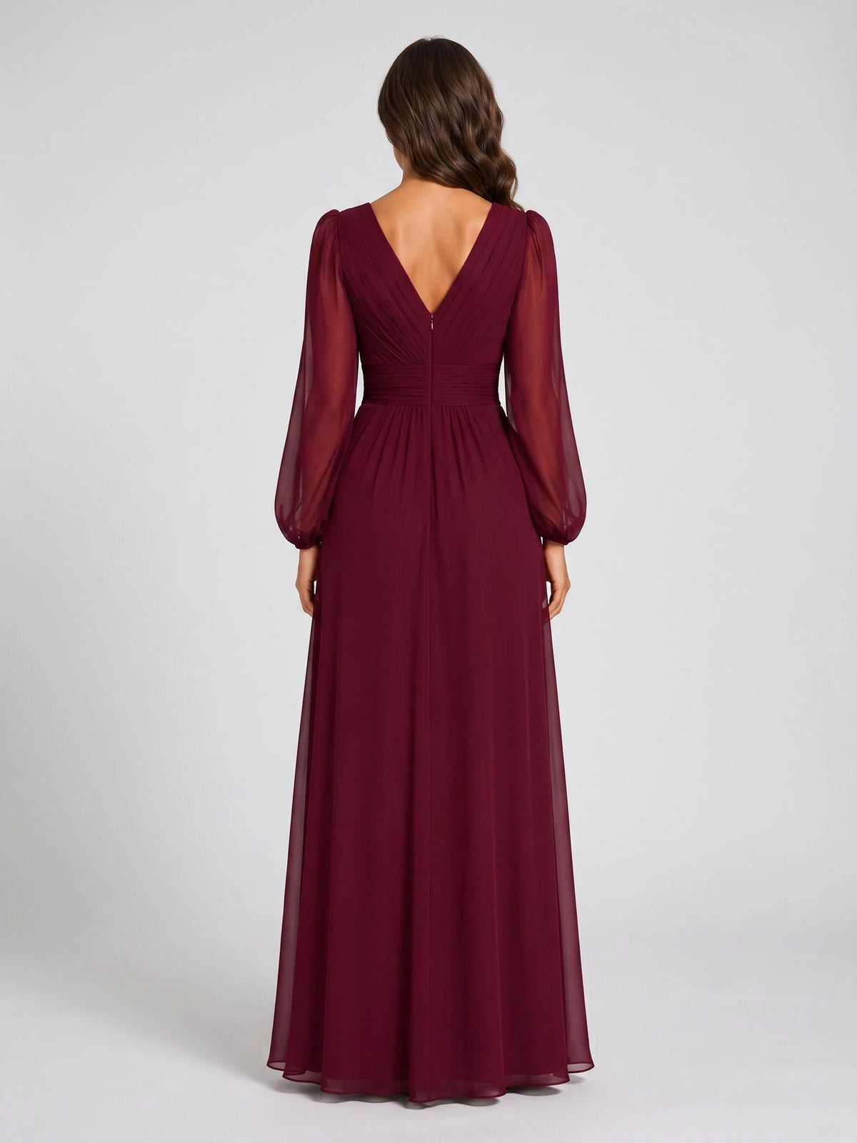 Deep Red floor-length mother of the bride dress, alternate view showing the bodice and skirt