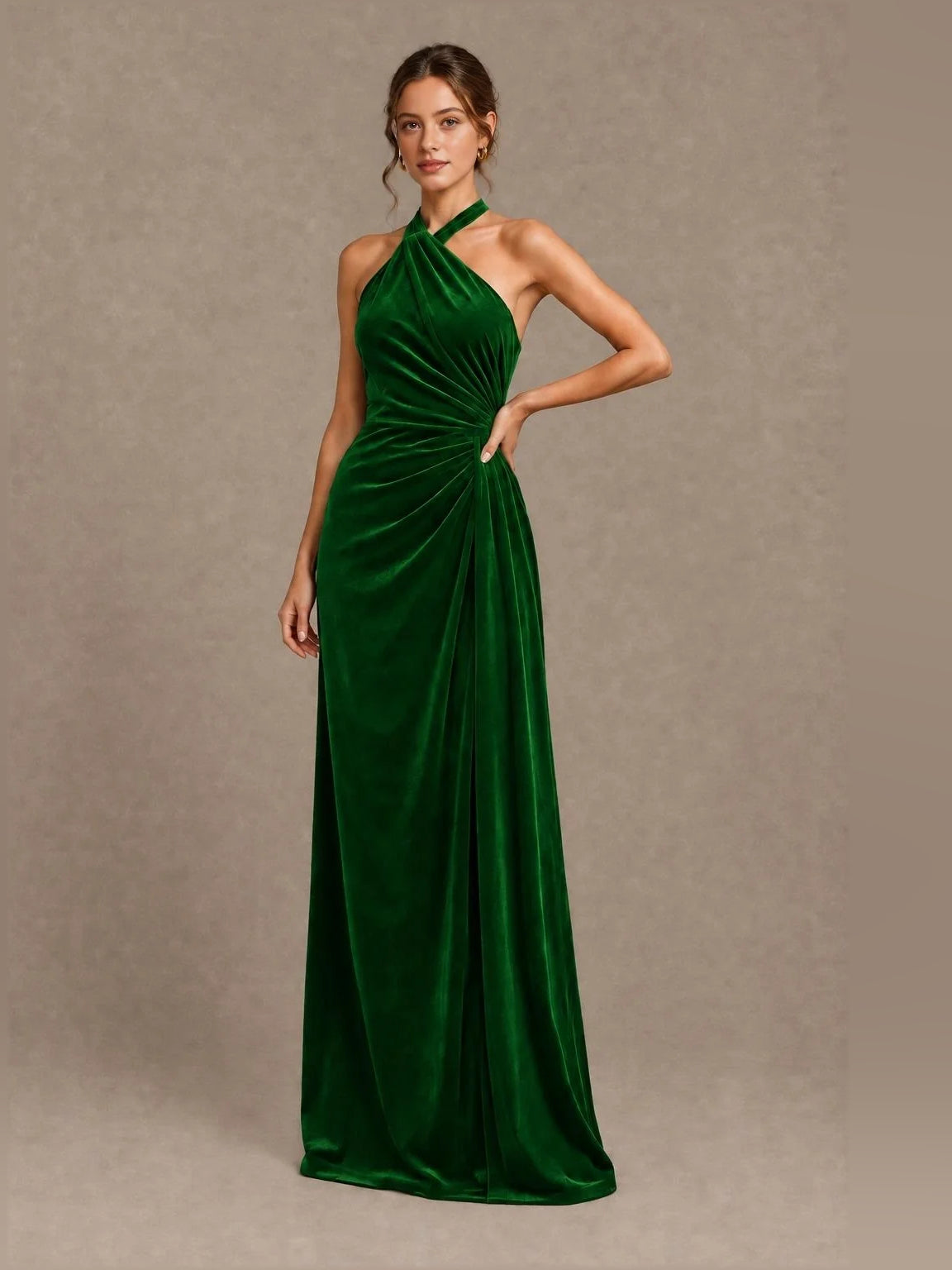 Emerald Green floor-length bridesmaid dress, alternate view showing the bodice and skirt
