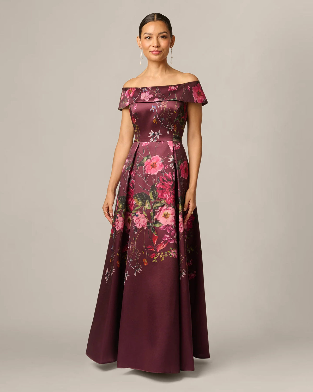 off-shoulder a-line maxi mother of the bride dress - image 2