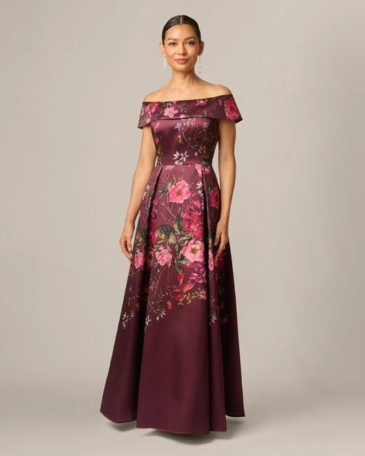 off-shoulder a-line maxi mother of the bride dress - image 2