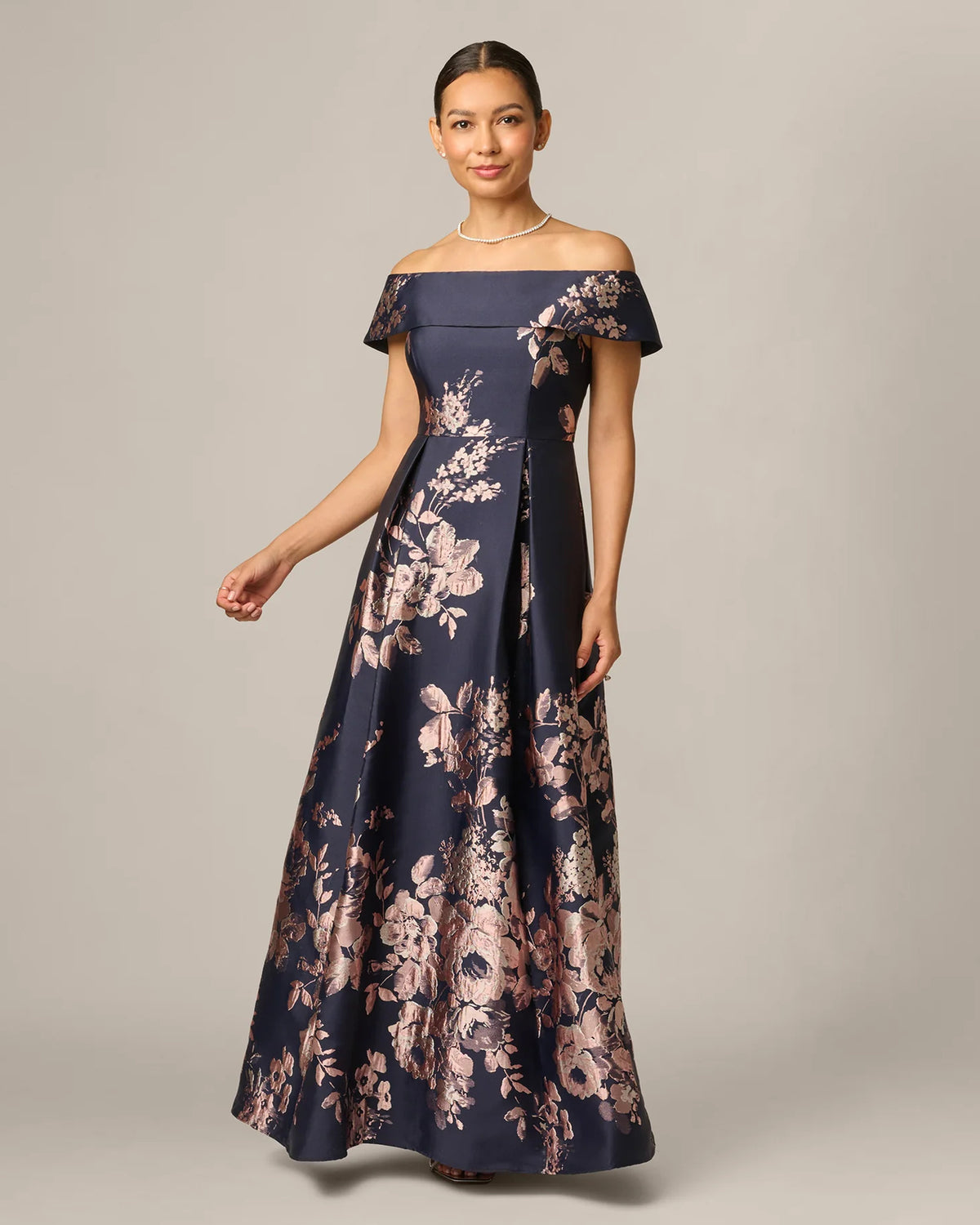off-shoulder a-line maxi mother of the bride dress - image 2
