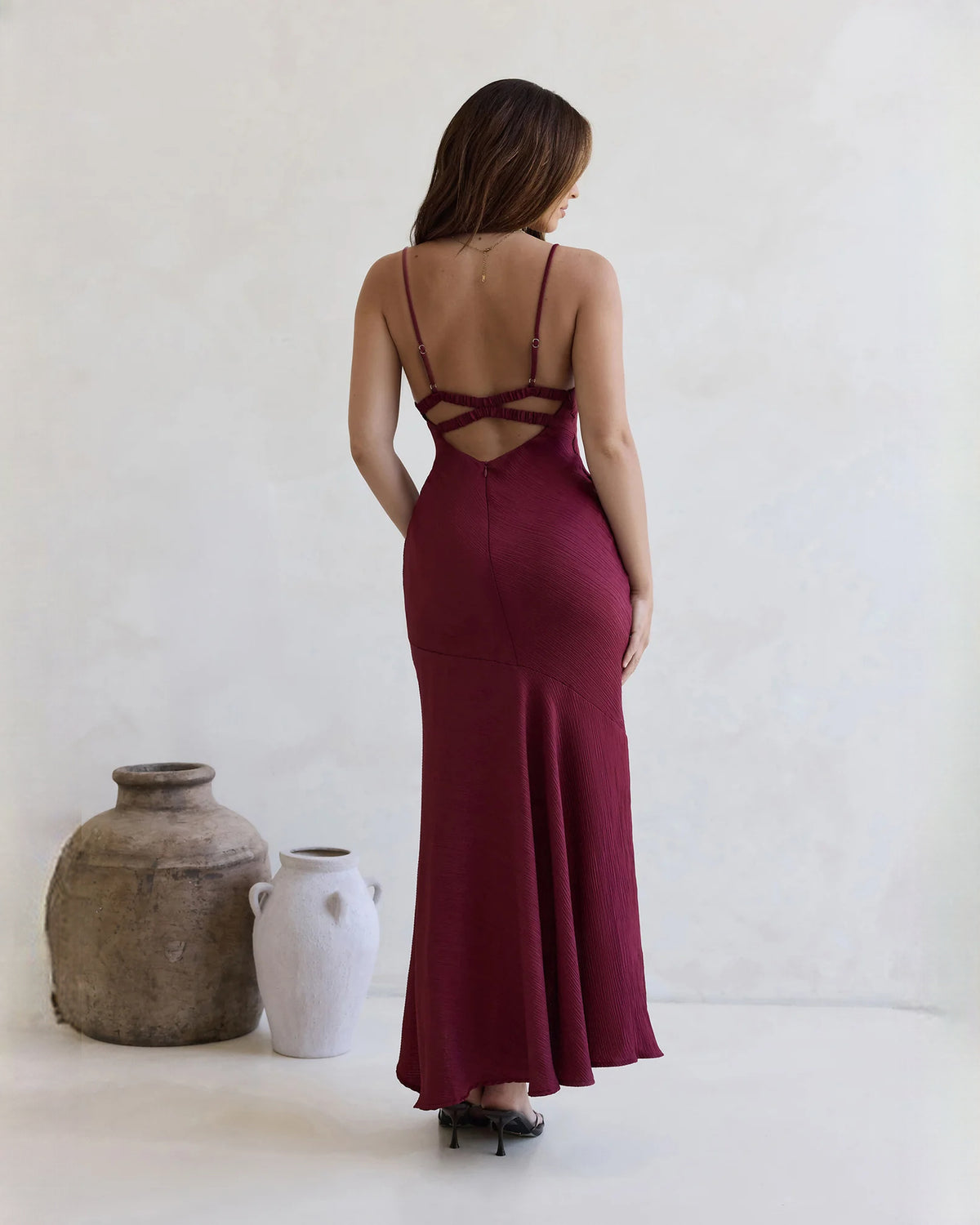 sleeveless satin a-line maxi bridesmaid dress - image 2