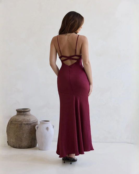 sleeveless satin a-line maxi bridesmaid dress - image 2