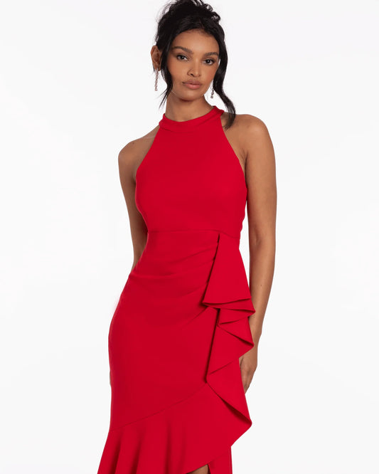 halter neck a-line high-low homecoming dress - image 2