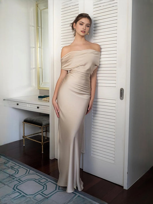 Gold maxi prom dress, alternate view showing the bodice and skirt