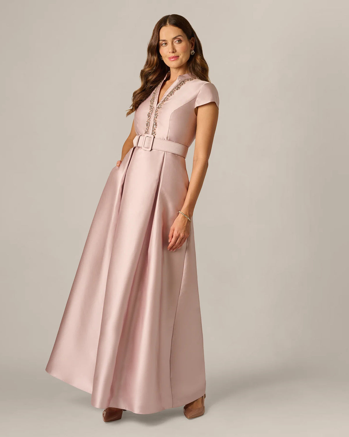 cap-sleeve a-line maxi mother of the bride dress - image 2