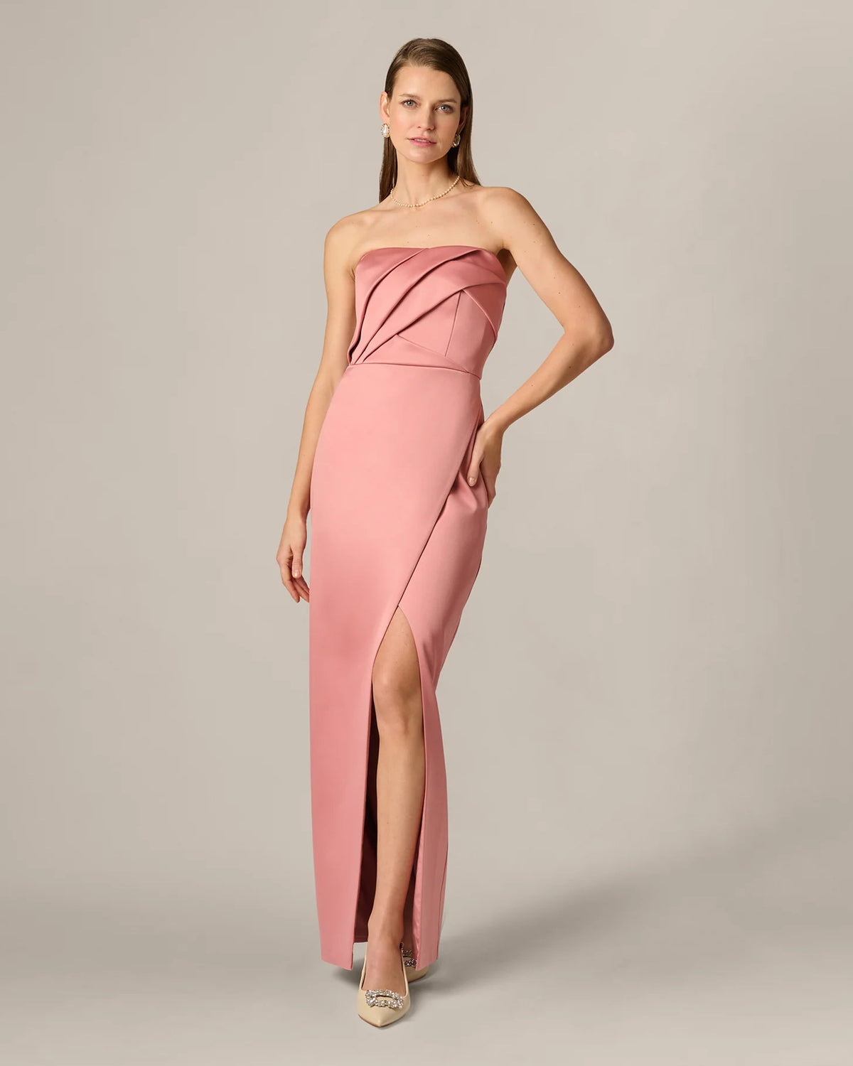 strapless a-line maxi mother of the bride dress - image 2