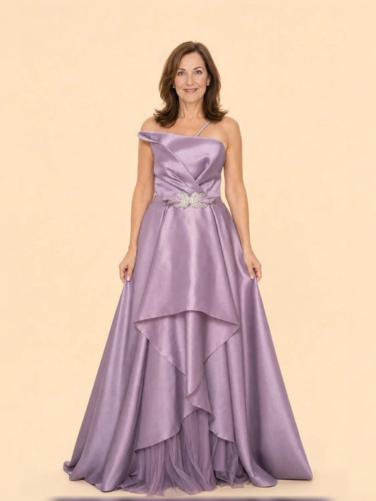 Light Purple maxi mother of the bride dress, alternate view showing the bodice and skirt