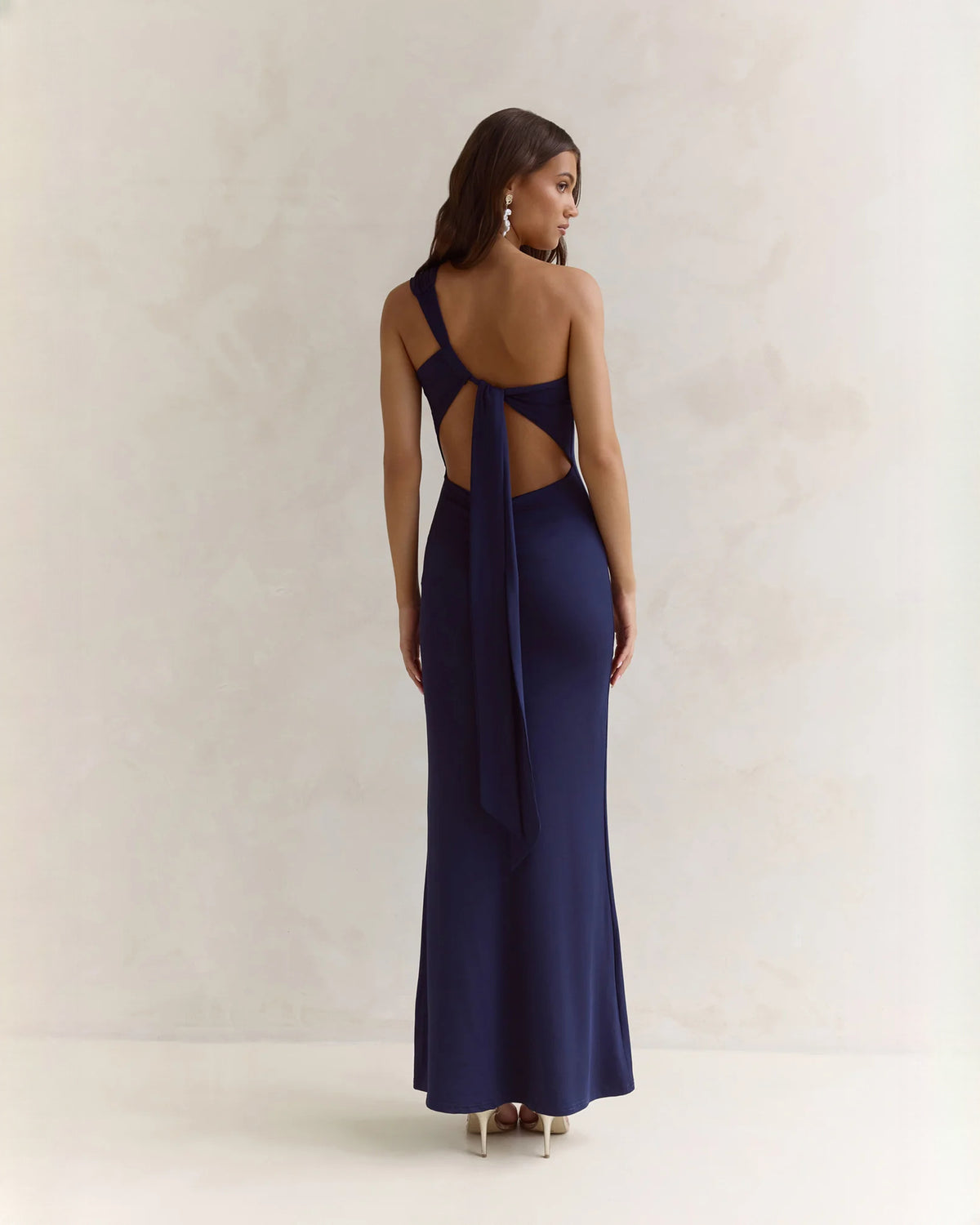 sleeveless satin a-line maxi bridesmaid dress - image 2