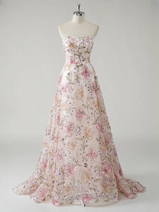 As Picture floor-length prom dress, alternate view showing the bodice and skirt