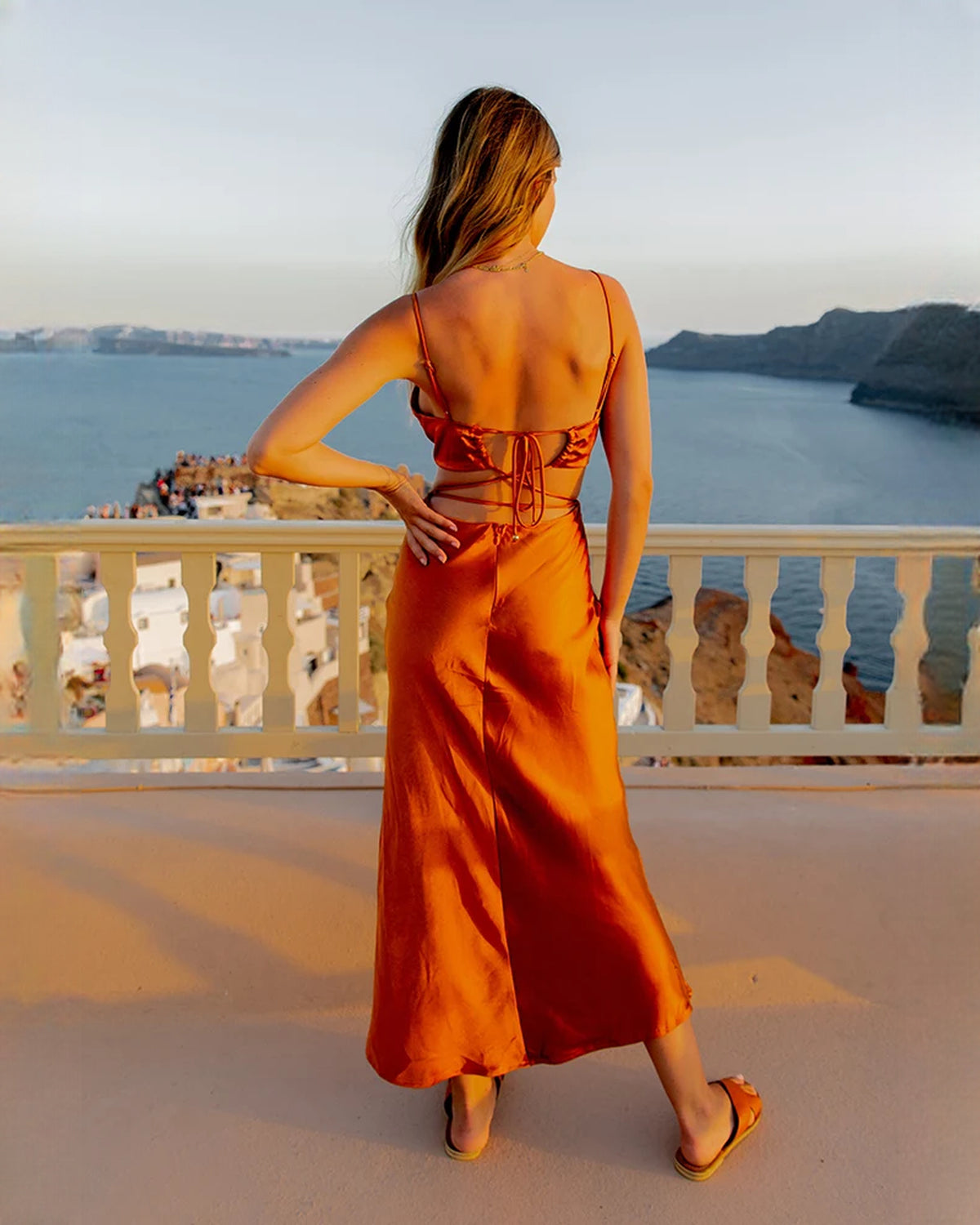 sleeveless satin a-line maxi bridesmaid dress - image 2