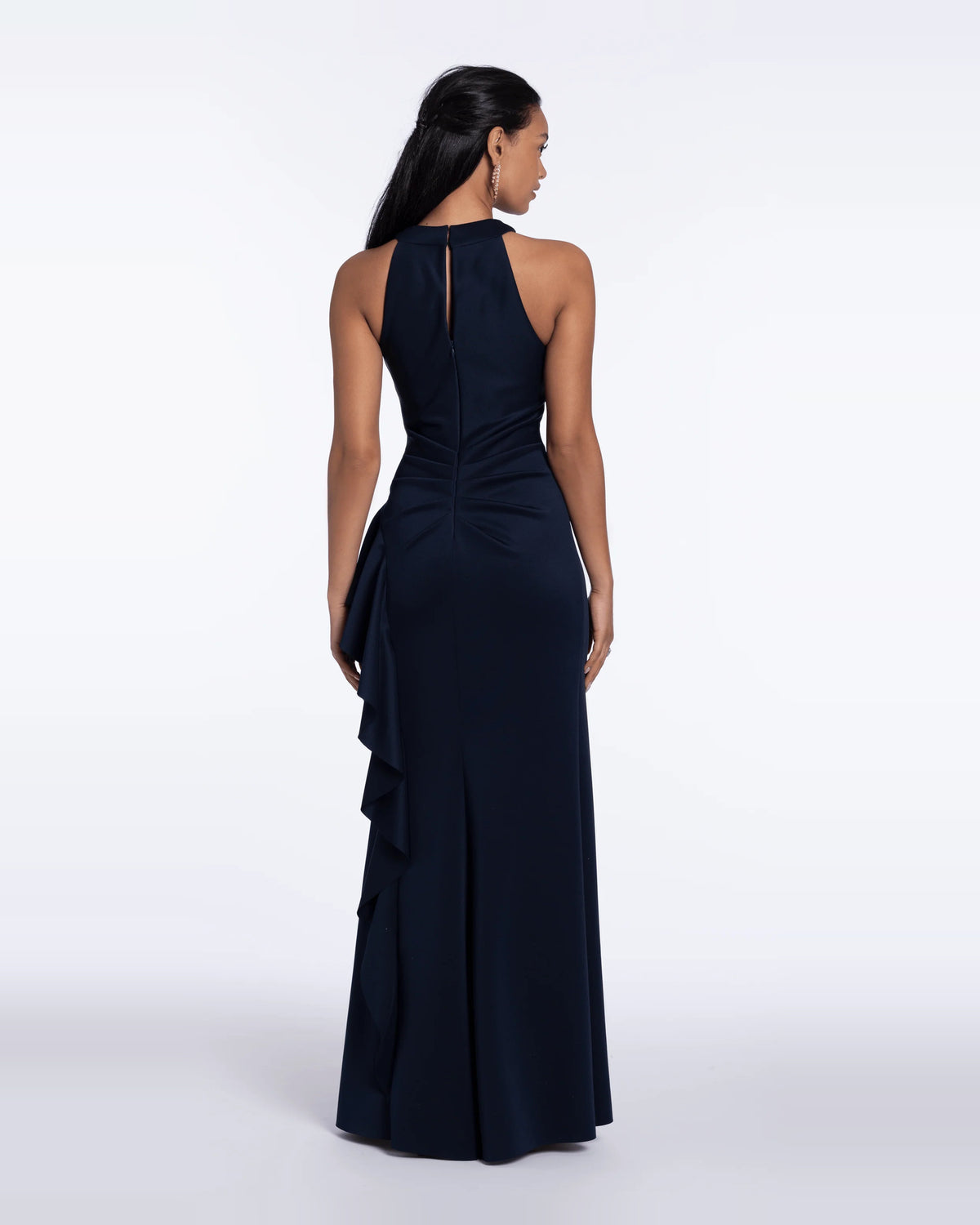 halter neck column maxi prom dress - image 2