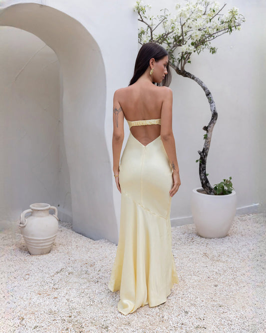 sleeveless satin a-line maxi bridesmaid dress - image 2