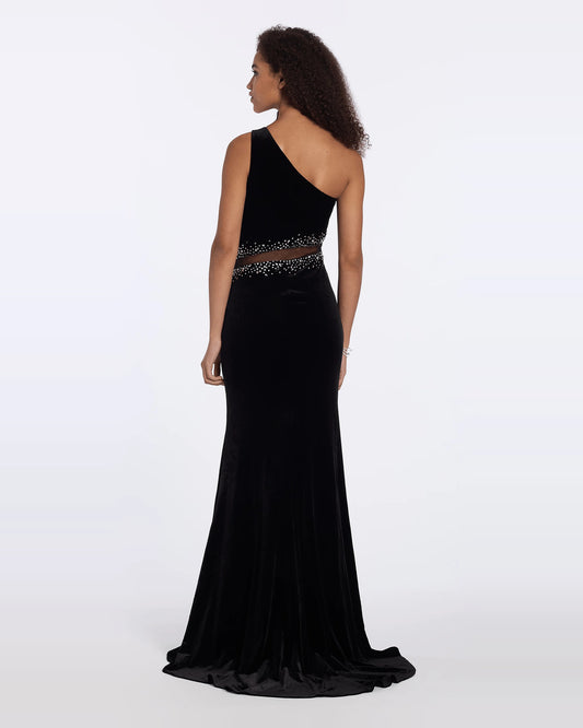 one shoulder column maxi prom dress - image 2