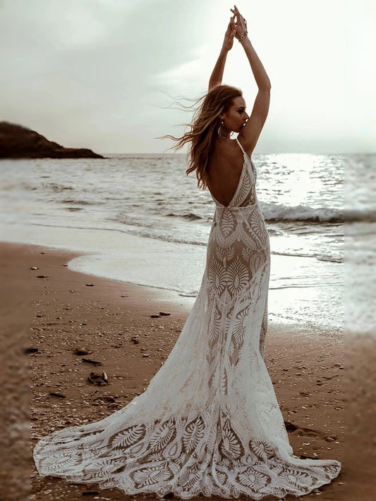 Ivory floor-length wedding dress, alternate view showing the bodice and skirt