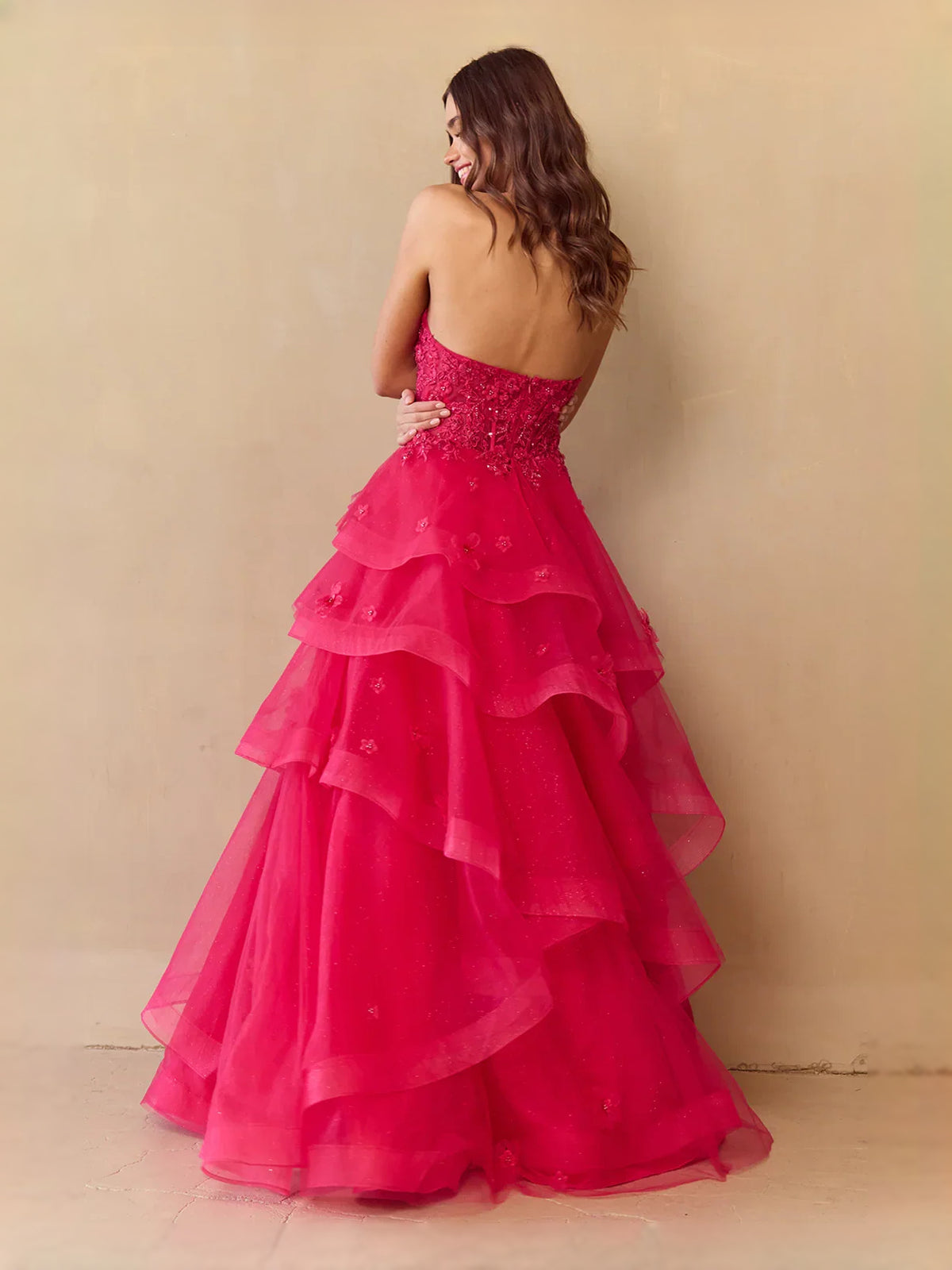 Sage Green floor-length prom dress, alternate view showing the bodice and skirt