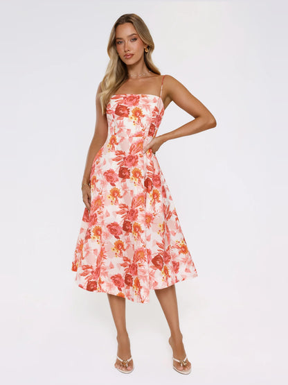 Orange midi formal dress, alternate view