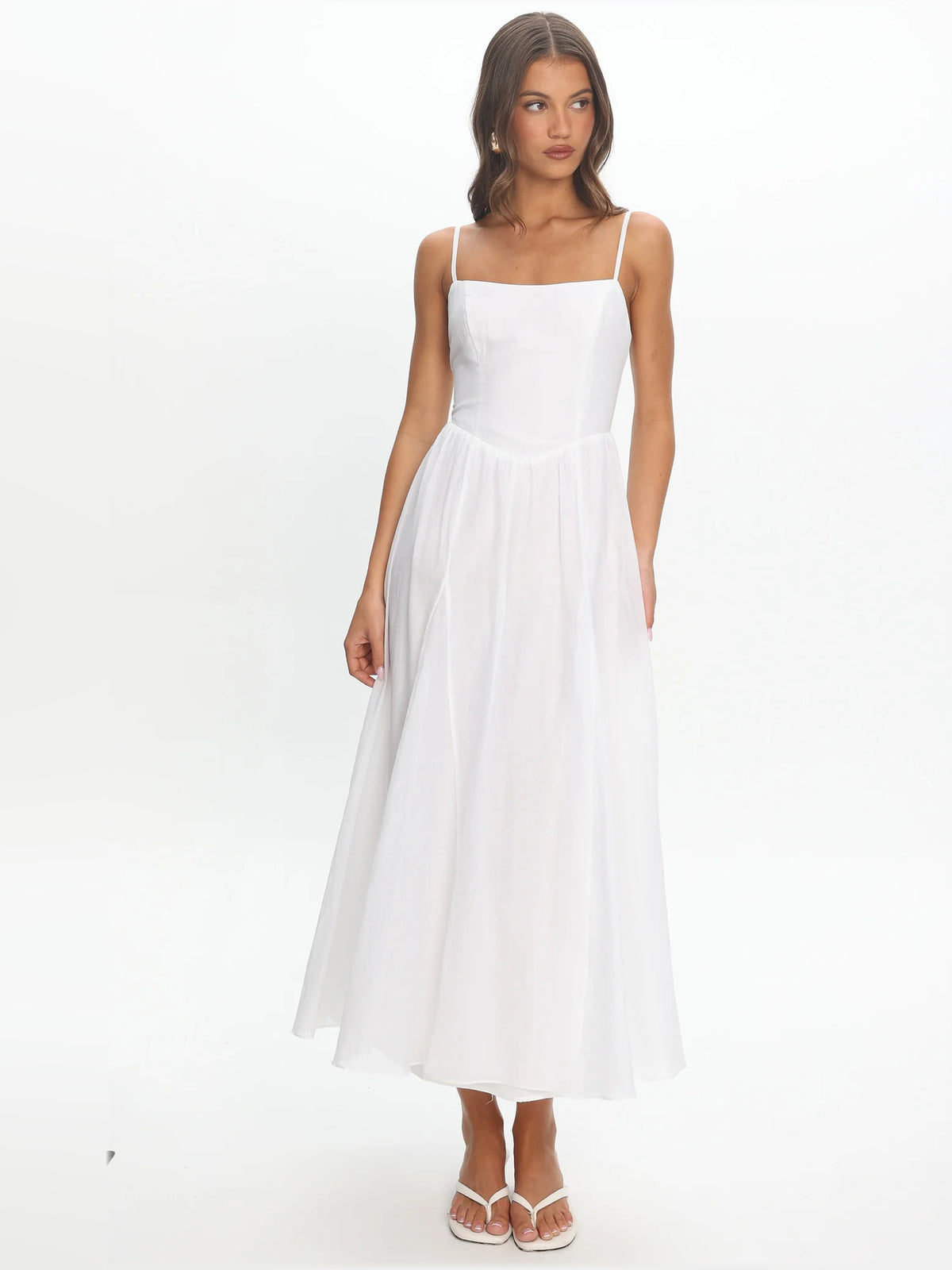 White midi formal dress, alternate view
