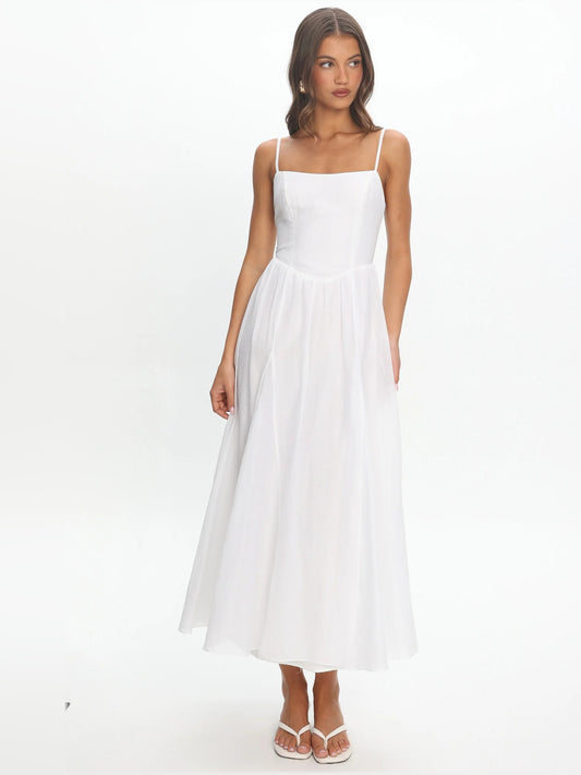 White midi formal dress, alternate view
