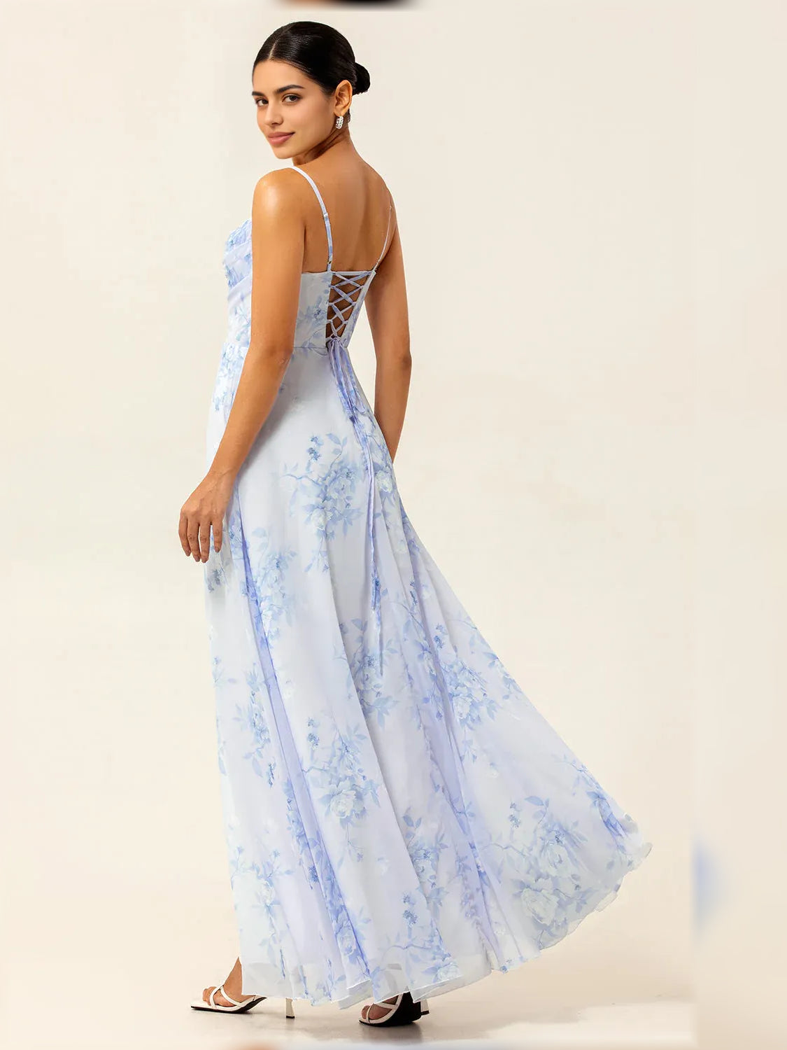 As Picture a-line floor-length formal dress with skirt slit, alternate view