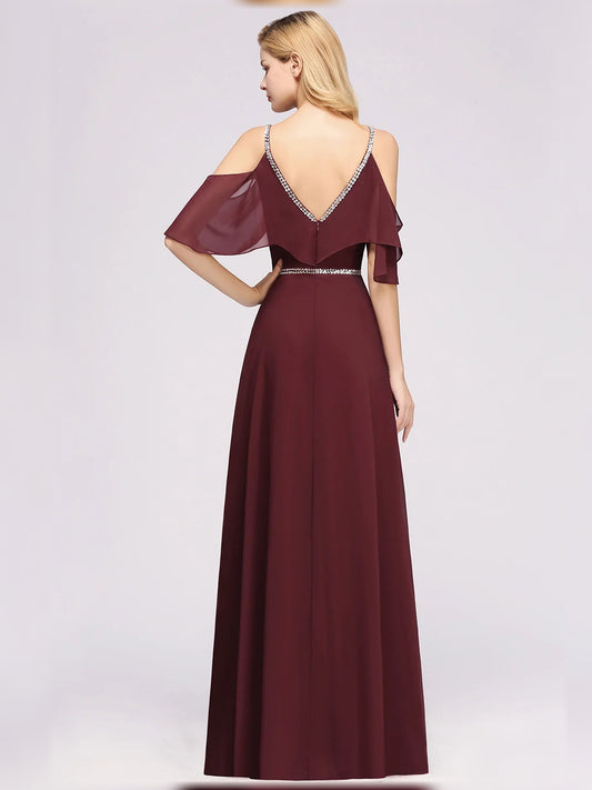 Cabernet floor-length bridesmaid dress, alternate view showing the bodice and skirt