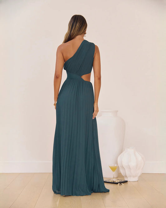 one-shoulder chiffon a-line maxi bridesmaid dress - image 2
