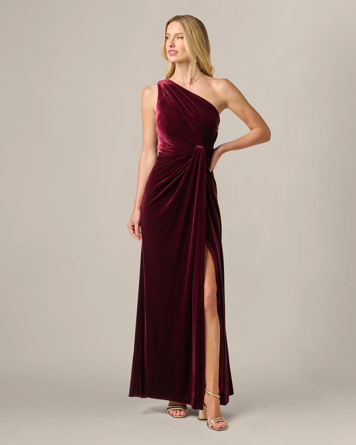 one-shoulder a-line maxi mother of the bride dress - image 2