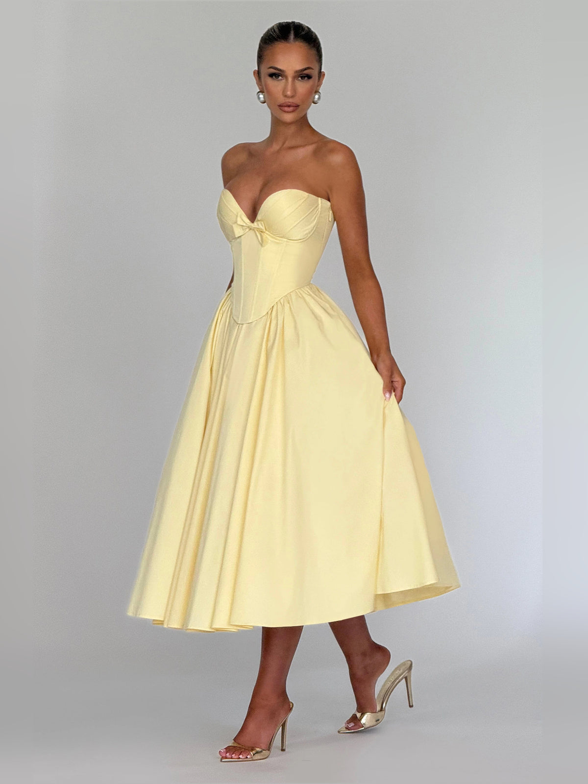 Lemon midi formal dress, alternate view
