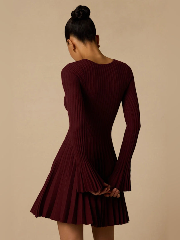 Plum mini homecoming dress, alternate view showing the bodice and skirt