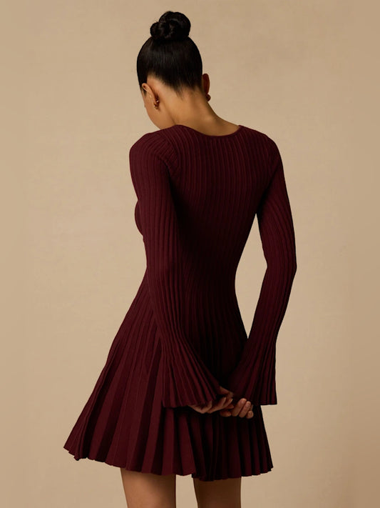 Plum mini homecoming dress, alternate view showing the bodice and skirt