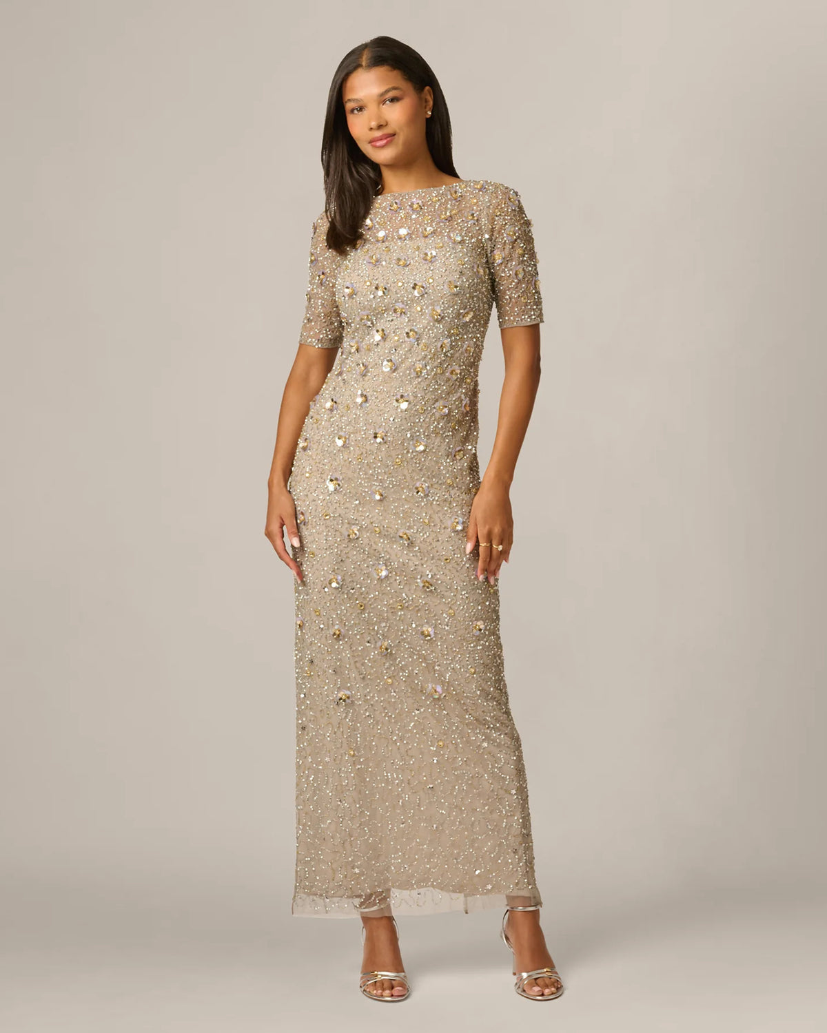 spaghetti strap a-line maxi mother of the bride dress - image 2