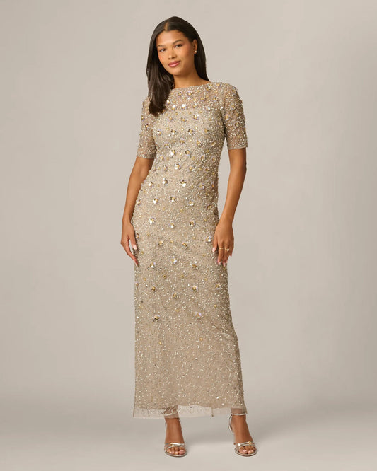 spaghetti strap a-line maxi mother of the bride dress - image 2